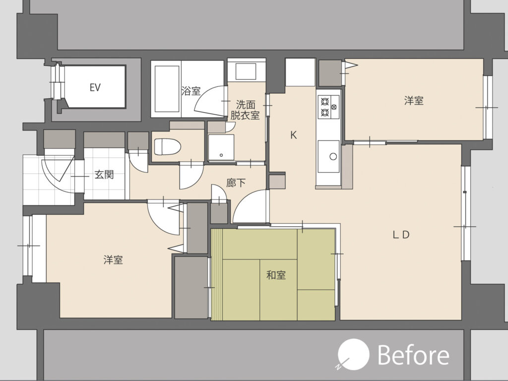 あずきちゃんと暮らす家-マンションリフォーム前間取り